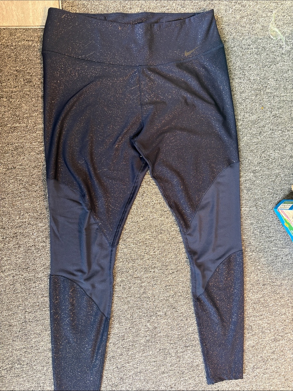 Nike Kids Black Leggings with Subtle Metallic Speckle